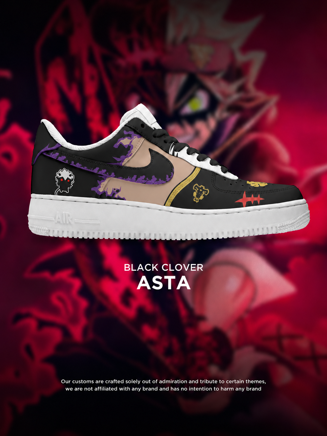Black Clover Asta custom shoe design