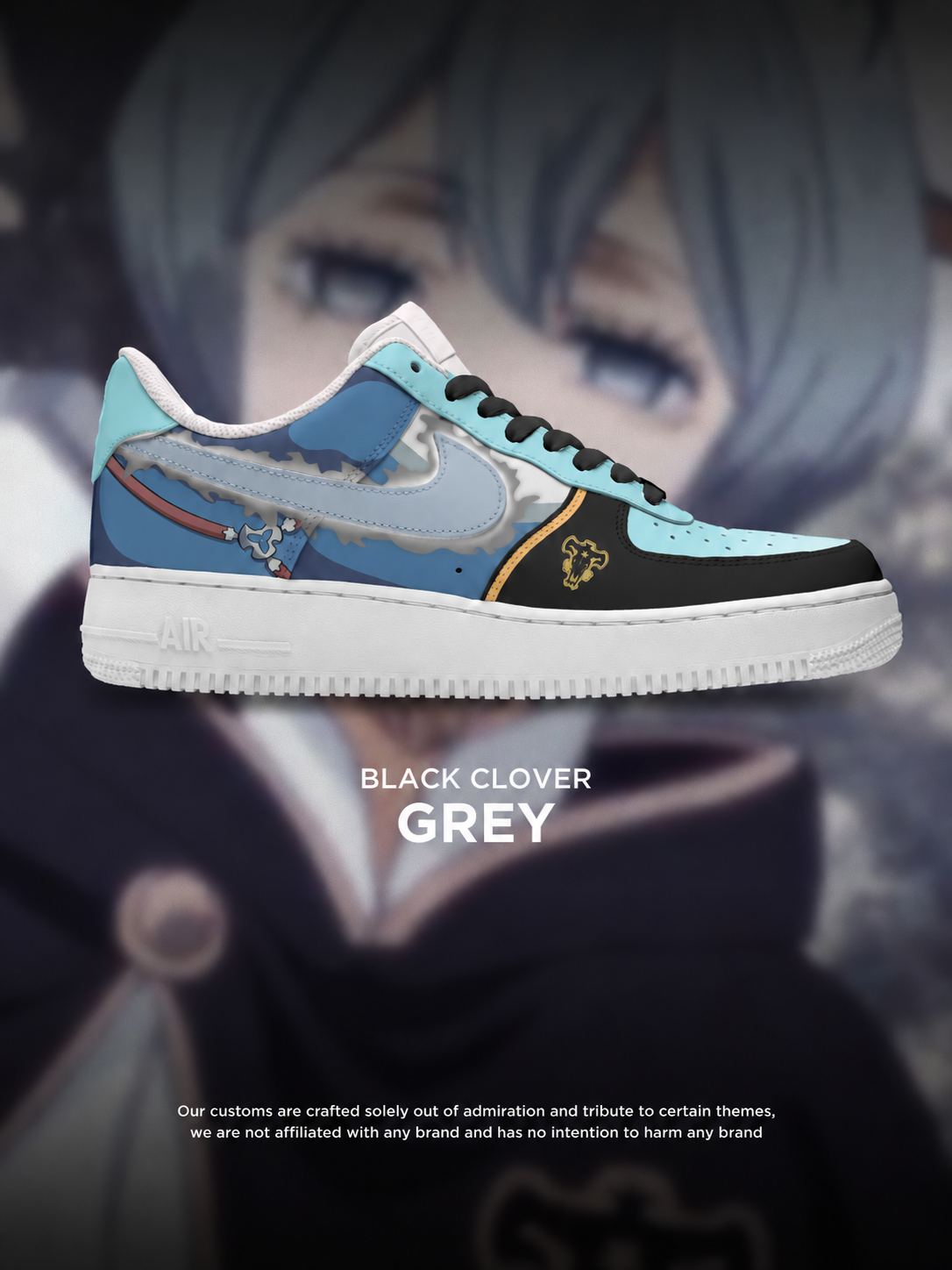 Black Clover Grey custom shoe design
