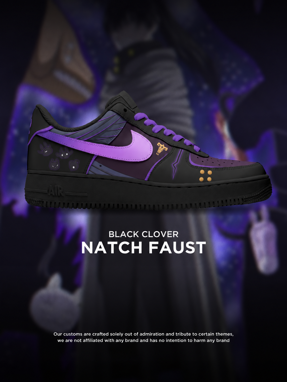 Black Clover Nacht Faust custom shoe design